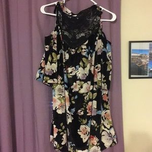 Black floral print dress